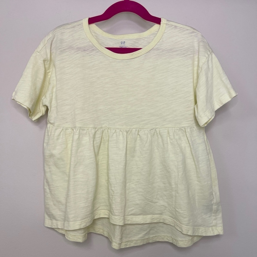 ⚡️3/$20⚡️Gap Kids: Girls Yellow Peplum Cotton Short Sleeve T-Shirt, Size M